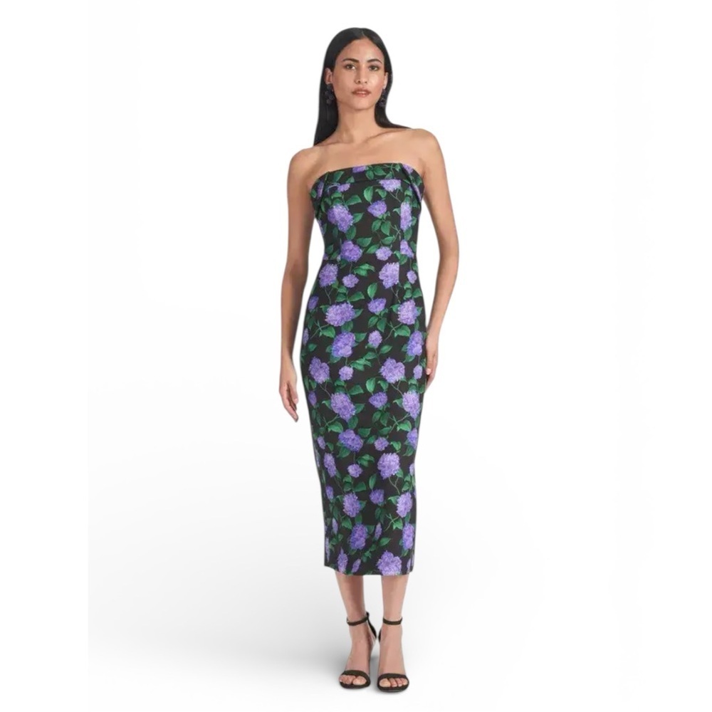NWOT SACHIN & BABI Isa Floral Strapless Midi Dress In Violet Garden Sz 4